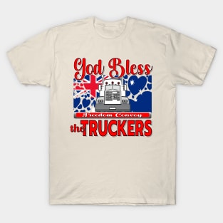 GOD BLESS THE TRUCKERS - TRUCKERS FOR FREEDOM - THANK YOU TRUCKERS - AUSTRALIAN FLAG - CANBERRA RED LETTERS GRAPHIC T-Shirt